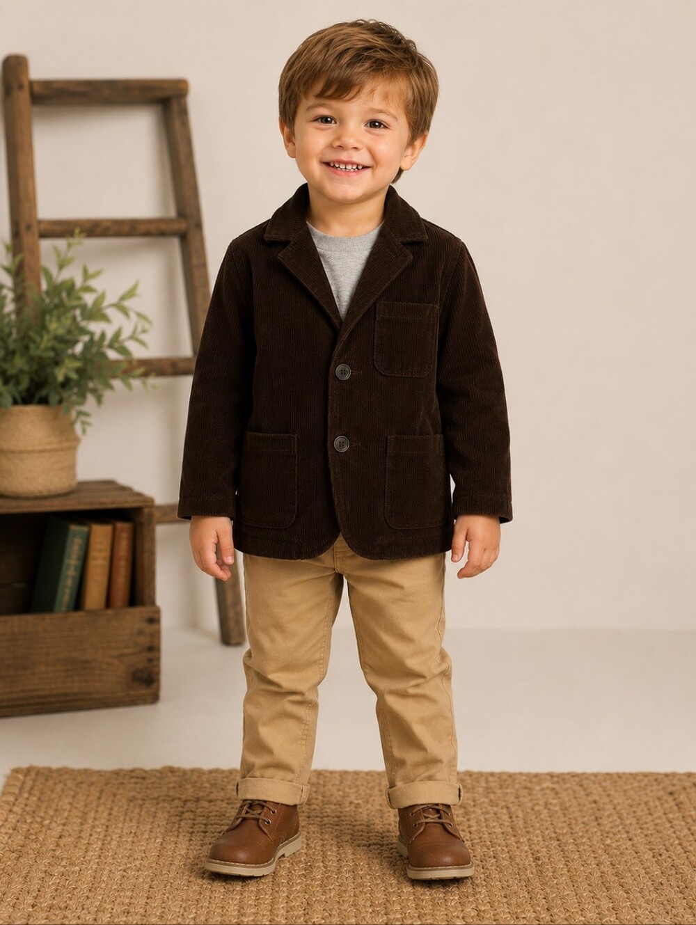 Kenneth Cole Reaction Black Corduroy Single Breasted Jacket Boy's 3T 100% Cotton